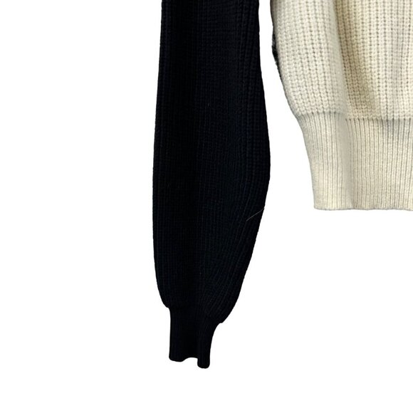 Dee Elly Womens Cut Out Sweater Long Sleeve Black/Ivory Colorblock Size Small - Picture 5 of 9